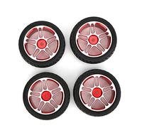 Tbest RC Roues De Voiture, Jante Pneu Pneu Roue 4 PCS en Alliage D'aluminium 1/10 RC Pneu De Voiture Pneu télécommande Voiture Roue Moyeu De Remplacement De Remplacement(Rouge)