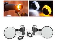 Tbest Rétroviseurs extérieurs 2pcs Rétroviseurs d'Extrémité de Guidon Ronds 7/8po 22mm avec Clignotant LED Universel pour Moto