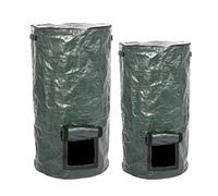 Tbest Sac de Compostage PE 50 Gallons, Sac de Déchets Organiques pour le Jardinage, Bac de Compostage avec Trous de Ventilation, Utilisation en Extérieur et en Intérieur (vert foncé)