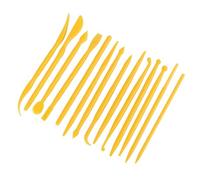 Tbest Set D'outils de Sculpture D'argile, Design Compact (YELLOW) | Plastique, prise en main confortable, idéal pour diverses argiles, comprend 14 outils
