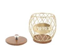 Tbest Support de Capsules de Café avec Base en Bois (GOLD) | Design métallique élégant, finition résistante à l\'érosion, parfait pour la décoration de la cuisine