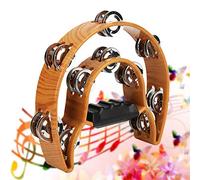 Tbest Tambourin à Double Rangée avec 40 Jingles en Métal, Instrument de Percussion Demi-lune pour Enfants et Adultes, Poignée Ergonomique pour une Secousse Facile et un Jeu Confortable