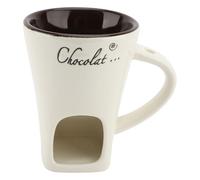 Tbest Tasse à Chocolat en Céramique avec Fourchette, Pot à Fondue Blanc de 4 Pouces pour Fromage et Dessert, Chauffe-bougie Idéal pour les Cadeaux de Fêtes (WHITE)