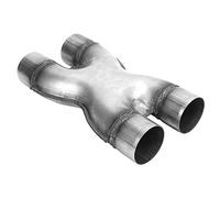 Tbest Tuyau D'échappement X Pipe Silencieux D'échappement Double Entrée Sortie 2,5 Pouces Crossover Universel en Acier Inoxydable Améliore L'évacuation des Gaz avec