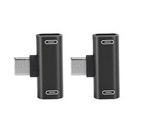 Tbest USB C 2 en 1,2Pcs Typec Convertisseur Splitter Double 2 en 1 vers Casque USB O Chargeur Adaptateur Argent (Argent),Connecteurs Et Adaptateurs (Noir)