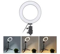 Tbest USB Lumière 6 Pouce Dimmable LED Remplir avec Trépied Stand pour La Photographie Maquillage Vidéos Studio en Alliage D'aluminium Blanc Chaud Cool