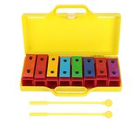 Tbest Xylophone Instruments de percussion éducatifs professionnels à 8 notes pour enfants avec 2 baguettes et 1 boîte jaune