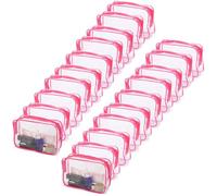 Tbestmax Lot de 10 trousses de maquillage transparentes et étanches approuvées par la TSA, 20 pièces, taille M, rose rouge