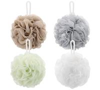 Tbestmax Lot de 4 Éponges de bain de type fleurs, éponges boules loofah en maille, idéales pour exfolier le corps