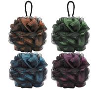 Tbestmax Lot de 4 éponges de bain en maille - Éponge de douche exfoliante pour le corps - 60 g/pièce