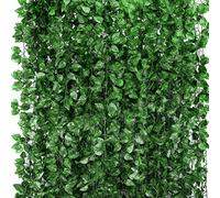 Tbestmax Lot de 48 Feuilles de Lierre artificielles de 100 m, Feuilles de Vigne Vertes, Guirlande de Verdure à Suspendre, Fleurs artificielles pour la Maison, la Cuisine, Le Jardin, Le Bureau, la