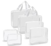 Tbestmax Lot de 6 trousses de maquillage transparentes, Blanc - 6 pièces (2S + 2M + 2L)