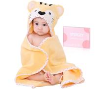 TBEZY Cape de Bain Bébé à Capuche, Coton Sortie de Bain Bébé avec Design Animal, Drap Serviette de Bain pour Bébé Nouveau-né (Tigre)