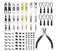 Tbintul 105 pièces Kit de réparation de fermeture éclair, remplacement de fermeture éclair pour fermetures éclair en métal, nylon et plastique, (3 tailles : #3/5/8)