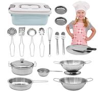 Tbintul 18 Pièces Accessoire Cuisine Enfant,Ensemble de Jouets de Cuisine pour Enfants,Accessoires de Cuisine en Acier Inoxydable pour Garçons et Filles Agés de 3-6 Ans