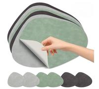 Tbintul 6X Set de Table+ 6X Dessous de Verre Lavable Dessous de Table Cuir Sets de Table Marron foncé Gris Vert