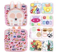 Tbintul Busy Board Jeuet Montessori 1 an, Busy Board Montessori, Jeux Montessori Jouets d'activité et de Développement, Cadeau Enfant 1 2 3 4 5 Ans (Lapin)