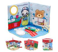 Tbintul Livre en tissu 3D Quiet Book à partir de 1 an, livre souple avec éléments bruissants, jouet pour bébés à partir de 0, 3, 6, 12 mois, cadeau pour garçons ou filles