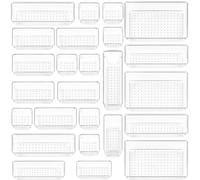 Tbintul Lot de 25 Organisateurs de Tiroir, 4 Tailles, Rangement Tiroir en Plastique Transparent, Rangement Coiffeuse Tiroirs pour Salle de Bain, Coiffeuse, Bureau, Cuisine, Outils et Maquillage