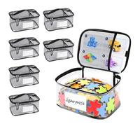 Tbintul Lot de 6 Boîtes de Rangement Jouets,Boite Rangement Jouet avec Fermeture éclair et Fentes de Grille,Sacs à Jouets pour Enfants pour Puzzles Blocs de Construction Livres