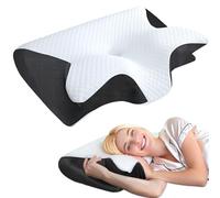 Tbintul Oreiller Cervical pour Dormir, 2 en 1 Oreiller Orthopédique à Mémoire de Forme pour la Nuque, Coussin pour Dormir sur Le Côté et sur Le Dos (Noir et Blanc)