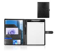 Tbintul Porte Bloc A4 Porte Documents, Bloc Note A4 Range Documents Porte-bloc, Classeur à Clip, Portfolio Multifonctionnel avec Fermeture Magnétique, pour L'école, Bureau (Noir)