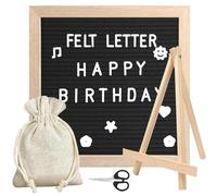 Tbintul Tableau à lettres en feutre, 25x25 cm, letter board tableau lettre amovibles avec 340 lettres, cadre en bois pour maison, bureau, fêtes et événements, avec support (Noir)