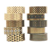 Tbkoeudhg Lot de 10 rouleaux de papier Washi Tape - Noir et doré - Pour scrapbooking