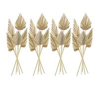Tbkoeudhg Lot de 20 feuilles de de palmier bohème séchées, petits éventails de palmier véritables séchés, avec tige, vase décoratif à feuilles séchées