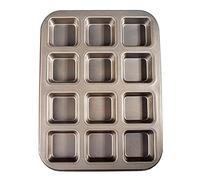 Tbkoly 12 tasses carrées Mini pain, hamburger, muffin, cupcake moule pour la maison antiadhésif, moule de cuisson, four, de pâtisserie, outil (doré)