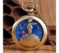 Tbkoly Classique Sculpté Montre De Poche Montres Fob Watchk, Classique Le Petit Prince Bleu Bronze Vintage Quartz Cadeaux Populaires for Garçons Filles Enfants