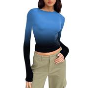 TBloevwlh 1 PC ou 3 PCS Tee Shirt Hauts Basique T-Shirts Manche Y2K Style Rétro Femme Crop Top Vetement Thermique Col Rond Moulant Tops Chauds en Coton Extensible Décontractée Streetwear et Sport