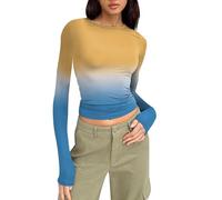 TBloevwlh 1 PC ou 3 PCS Tee Shirt Hauts Basique T-Shirts Manche Y2K Style Rétro Femme Crop Top Vetement Thermique Col Rond Moulant Tops Chauds en Coton Extensible Décontractée Streetwear et Sport