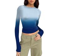 TBloevwlh 1 PC ou 3 PCS Tee Shirt Hauts Basique T-Shirts Manche Y2K Style Rétro Femme Crop Top Vetement Thermique Col Rond Moulant Tops Chauds en Coton Extensible Décontractée Streetwear et Sport