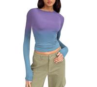 TBloevwlh 1 PC ou 3 PCS Tee Shirt Hauts Basique T-Shirts Manche Y2K Style Rétro Femme Crop Top Vetement Thermique Col Rond Moulant Tops Chauds en Coton Extensible Décontractée Streetwear et Sport