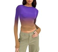 TBloevwlh 1 PC ou 3 PCS Tee Shirt Hauts Basique T-Shirts Manche Y2K Style Rétro Femme Crop Top Vetement Thermique Col Rond Moulant Tops Chauds en Coton Extensible Décontractée Streetwear et Sport