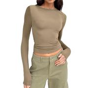 TBloevwlh 1 PC ou 3 PCS Tee Shirt Hauts Basique T-Shirts Manche Y2K Style Rétro Femme Crop Top Vetement Thermique Col Rond Moulant Tops Chauds en Coton Extensible Décontractée Streetwear et Sport