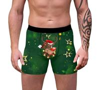 TBloevwlh Caleçon Homme à Motif de Noël - Personnalisation Amusante, Tissu en Coton Respirant - pour Un Confort Optimal