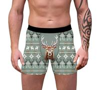 TBloevwlh Caleçon Homme à Motif de Noël - Personnalisation Amusante, Tissu en Coton Respirant - pour Un Confort Optimal