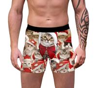 TBloevwlh Caleçon Homme à Motif de Noël - Personnalisation Amusante, Tissu en Coton Respirant - pour Un Confort Optimal