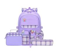 TBloevwlh Cartable Fille Élémentaire CE2 CM1 Ensemble Sac à Dos 3 Pièces avec Panier Déjeuner et Trousse Scolaire, pour Collège Chic
