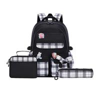 TBloevwlh Cartable Fille Élémentaire CE2 CM1 Ensemble Sac à Dos 3 Pièces avec Panier Déjeuner et Trousse Scolaire, pour Collège Chic