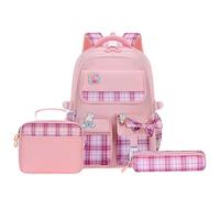 TBloevwlh Cartable Fille Élémentaire CE2 CM1 Ensemble Sac à Dos 3 Pièces avec Panier Déjeuner et Trousse Scolaire, pour Collège Chic