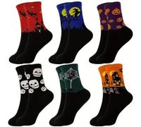 TBloevwlh Chaussettes Halloween Motif Squelette Lot de 4-6 Paires pour Femme et Homme - Coton Respirant, Taille Unique - pour Déguisement, Fête et Cosplay