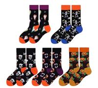 TBloevwlh Chaussettes Halloween Motif Squelette Lot de 4-6 Paires pour Femme et Homme - Coton Respirant, Taille Unique - pour Déguisement, Fête et Cosplay