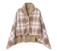 TBloevwlh Poncho Femme Polaire Plaid Châle Polaire Cape Chaud d'hiver avec Boutons Couverture à Carreaux, Deux Tailles