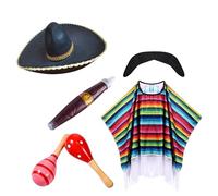 TBloevwlh Poncho Mexicain Adulte Unisexe - Déguisement Parfait pour Carnaval, Fête à Thème et Festival - Taille Unique Multicolore en Polyester