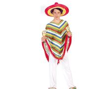 TBloevwlh Poncho Mexicain Adulte Unisexe - Déguisement Parfait pour Carnaval, Fête à Thème et Festival - Taille Unique Multicolore en Polyester