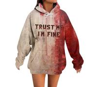 TBloevwlh Problem Solved Bloody 3D Hoodie Halloween Costume for Women Men Realistic Blood Splatter Pullover Oversize Long Sleeve Streetwear Cosplay Sweatshirt