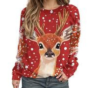 TBloevwlh Pull De Noël Femme Renne de pour la Famille Homme Enfants Longue Manches Tops Christmas Sweater Pulls Familles Col Rond Sweat-Shirt Hiver Chaud Santa Wapiti Imprimé Assortis S-3XL